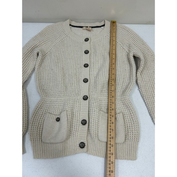 DKNY Jeans Cream Waffle Knit Peplum Button Front Cardigan Sweater Mens Size M - Picture 5 of 6